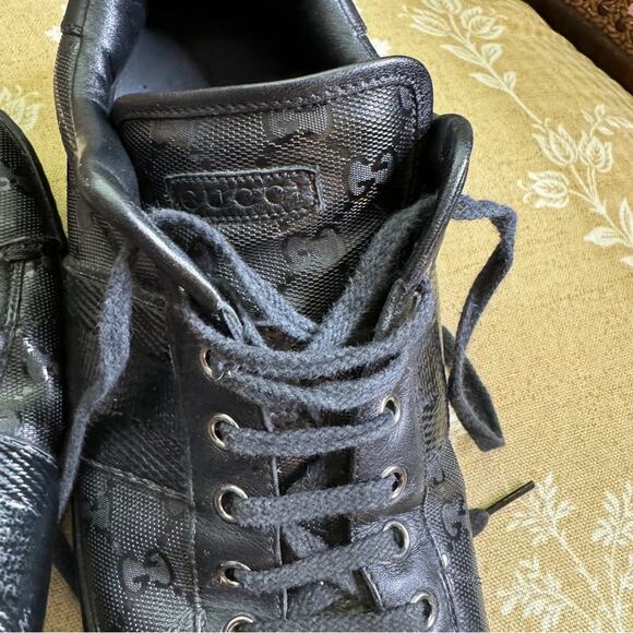 Gucci Men’s GG Guccissima Low Sneakers SKU 227988 Black Size 9 - Picture 9 of 11